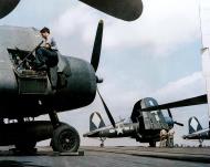 Asisbiz Vought F4U 1D Corsair VF 5 White 4 and F6F 5 Hellcat aboard USS Franklin (CV 13) 1945 01