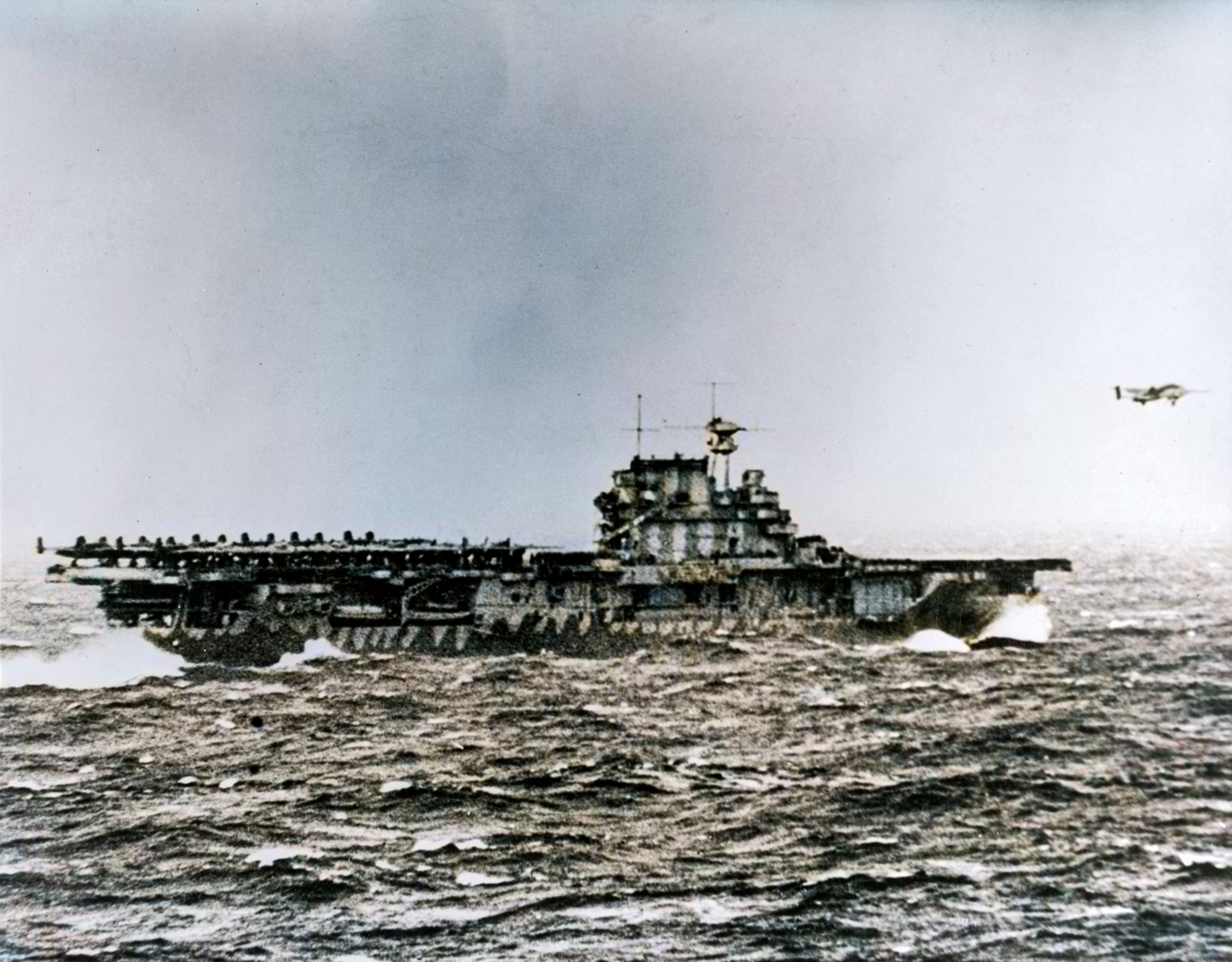 Asisbiz Doolittle Raid B 25 Mitchells taking off from USS Hornet in heavy seas 18th April 1942
