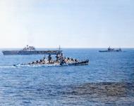 Asisbiz USS Atlanta (CL 51) with the carrier USS Hornet and USS Phelps (DD 360) Battle of Midway 6th June 1942 80 G 11645