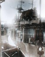 Asisbiz USS Hornet (CV 8) prepare to abandon ship during Battle of the Santa Cruz Islands 26th Oct 1942 80 G 34110