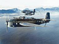 Asisbiz USS Langley (CVL 27) TBF 1C Avengers of VT 32 formation with White 5 training sortie over Oahu Hawaii 16th Jan 1944 80 G 219190