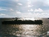 Asisbiz USS Langley (CVL 27) anchored in Ulithi harbor Caroline Islands on 31st Oct 1944 80 G 258424