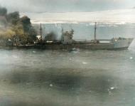Asisbiz Japanese 10,000 ton tanker hit by USS Lexington II (CV 16) planes near Quinhon French Indochina 12th Jan 1945 80 G 301338