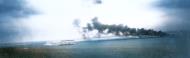 Asisbiz Japanese cruiser Isuzu under attack by USN carrier aircraft at Kwajalein Atoll on 4th Dec 1943 80 G 203892