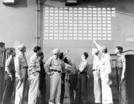 Asisbiz USS Lexington II (CV 16) Japanese flags commemorating 143 kills claimed by her air group sixteen Philippine Sea 21st June 1944 80 G 236842