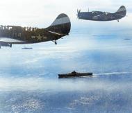 Asisbiz USS Lexington II (CV 16) SB2C 3 Helldiver fly over TF58 enroute to Tokyo 16th Feb 1945 80 G 397938