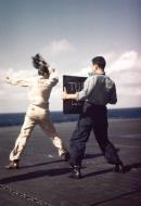 Asisbiz USS Lexington II (CV 16) landing signal officer Gilberts Ops Nov Dec 1943 80 G K 15294