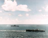 Asisbiz USS San Jacinto (CVL 30) with USS Lexington II (CV 16) and a DD 348 destroyer Marianas area 13th Jun 1944 80 G 238786