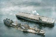 Asisbiz USS Savo Island (CVE 78) refueling from USS Tappahannock (AO 43) with TF50.8 off Okinawa 15th April 1945
