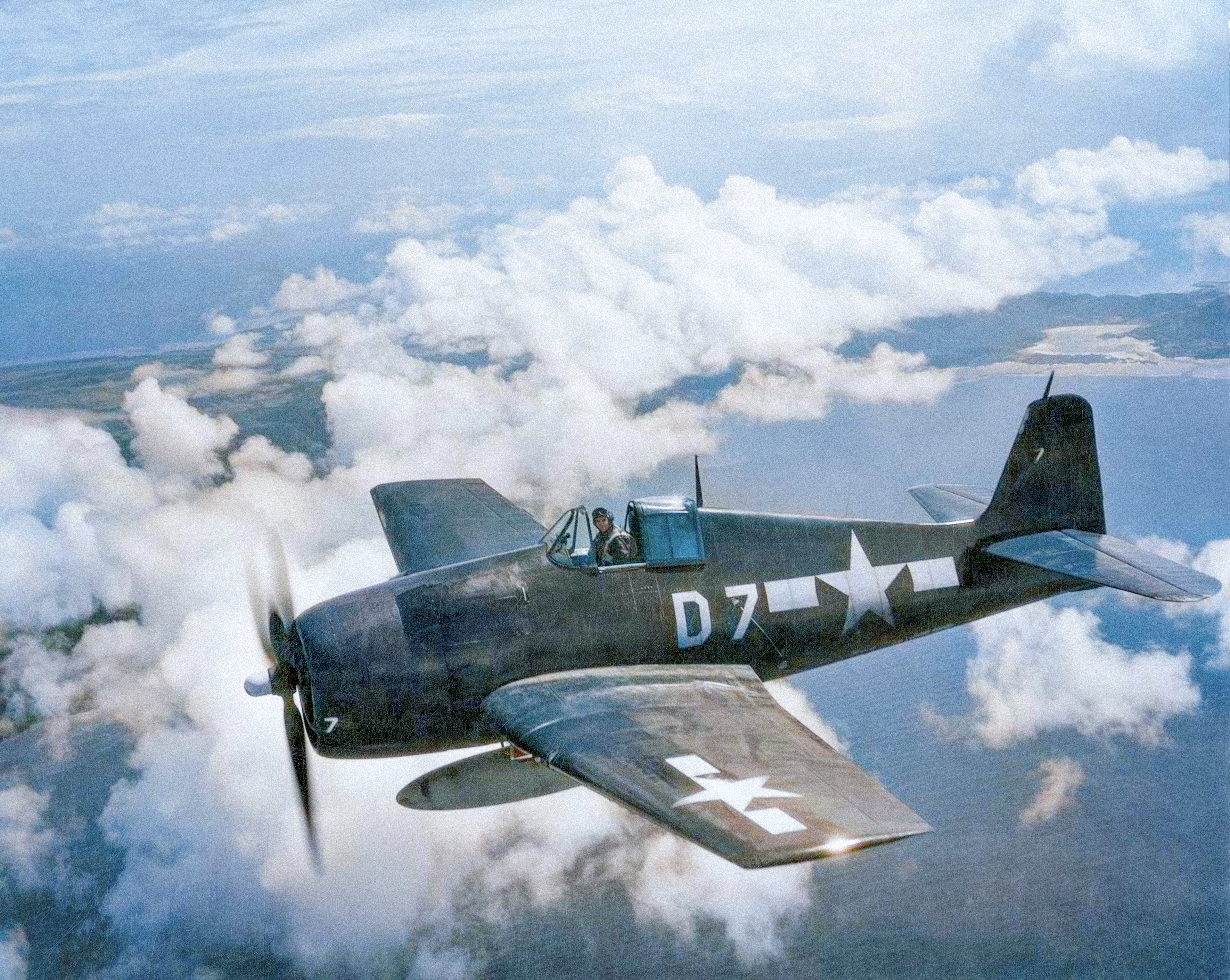 Asisbiz USS Suwannee (CVE-27) F6F 5 Hellcat flown by Lt Coleman over Ishigaki Island of Sakishima Group 7th May 1945 ASC