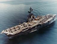 Asisbiz USS Ticonderoga (CVS 14) passing through Sunds Strait on 24 April 1971 01