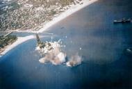 Asisbiz A Japanese ore carrier explodes after being attacked off Tsugara Japan on 30 July 1945 80 G 490219