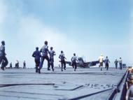 Asisbiz Curtiss SB2C 1 Helldiver lands on USS Yorktown II (CVA 10) with broken tail wheel May 1943 80 G K 15830