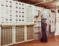 Asisbiz USS Yorktown II (CV 10) crewman at work on a control board in the carrier's damage control room 1943 80 G K 15346