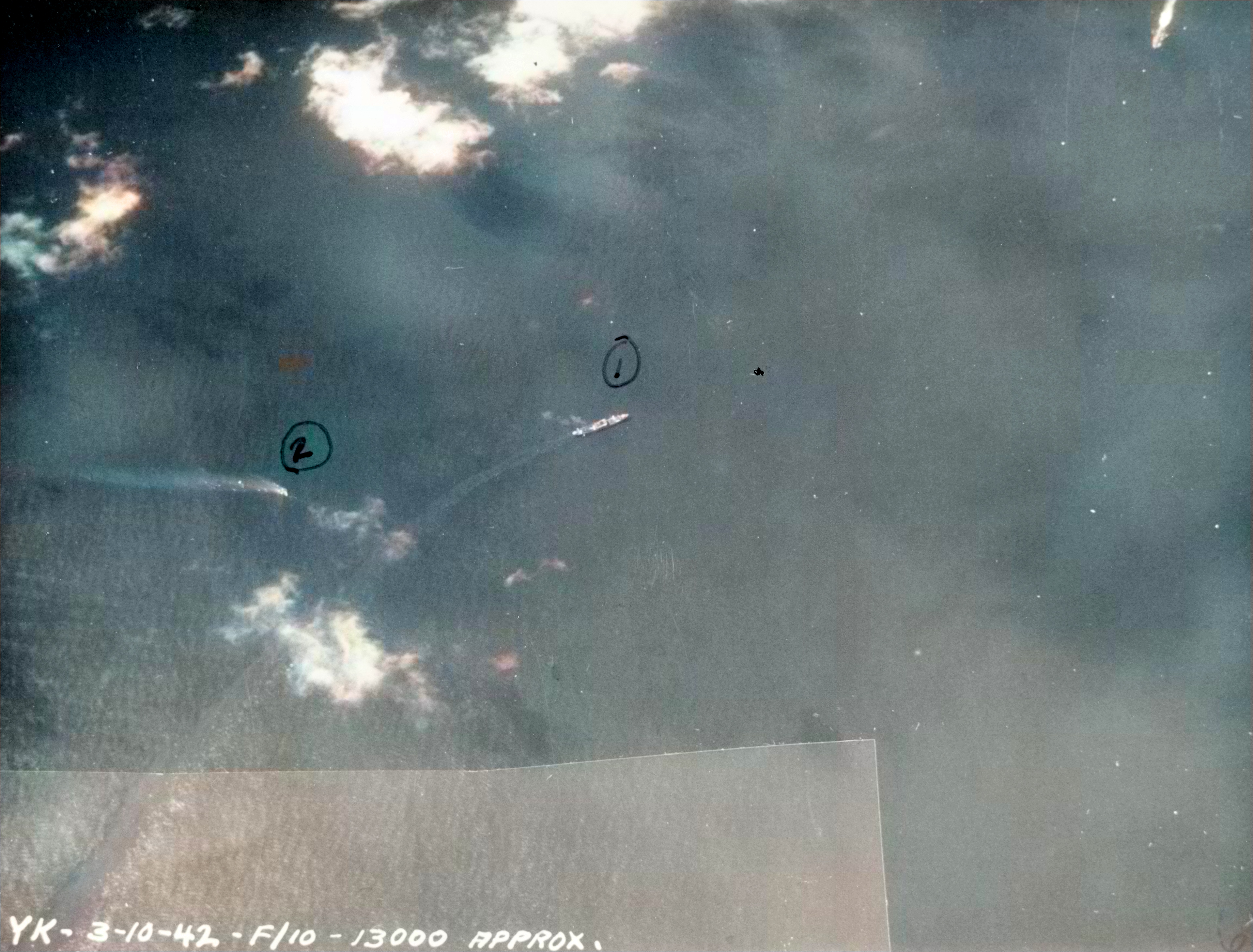 Japanese seaplane tender Kiyokawa Maru under attack from VT 5 Douglas TBD 1 Devastators 10th Mar 1942 NH 95445